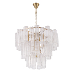 Люстра круглая многоярусная с прозрачными подвесками из стекла Hexagon Tube Light варинант исполнения - 2 | Loft Concept в Костроме