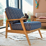 Кресло с каркасом из массива дуба Deniaud Oak Blue Print  Armchair варинант исполнения - 6 | Loft Concept в Костроме