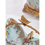 Блюдо из голубого фарфора с бронзовой ручкой в виде ветки Blue Garden варинант исполнения - 5 | Loft Concept в Костроме