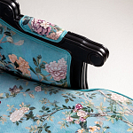 Трехместный диван из натурального бука бирюзовый с изображением птиц и цветов Turquoise Chinoiserie Garden Sofa варинант исполнения - 7 | Loft Concept в Костроме