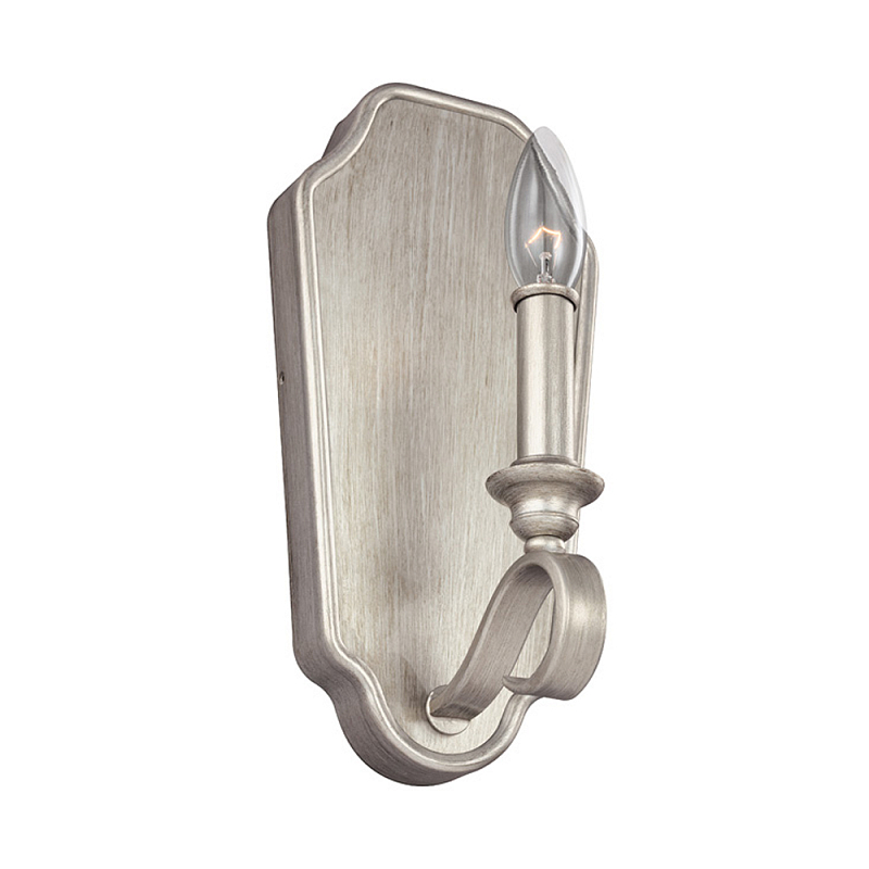 Бра серебрянного цвета с лампой в виде свечи на изогнутой ножке Feiss Серебряный в Костроме | Loft Concept 