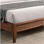 Кровать двуспальная с каркасом из дерева и мягким изголовьем Moon Walnut Bed варинант исполнения - 7 | Loft Concept в Костроме