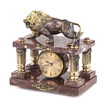 Часы настольные из креноида и бронзы с декором в виде льва Lion Stone Clock варинант исполнения - 3 | Loft Concept в Костроме