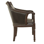 Кресло кожаное на 4-х деревянных ножках из массива березы Ethan Armchair brown варинант исполнения - 1 | Loft Concept в Костроме