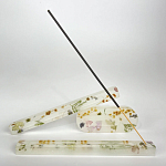 Подставка под благовония из эпоксидной смолы с цветами белая Epoxy Resin Flowers Incense Oval Stand White варинант исполнения - 4 | Loft Concept в Костроме