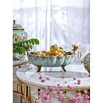 Чаша из голубого фарфора на бронзовых ножках с рисунком цветов и фигурками стрекоз Blue Garden варинант исполнения - 2 | Loft Concept в Костроме