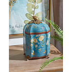 Ваза голубая с крышкой и цветочным узором Genuine Chinese Classics варинант исполнения - 2 | Loft Concept в Костроме