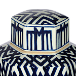 Ваза с крышкой и графическим узором в сине-белых цветах Blue & White Ornament  варинант исполнения - 4 | Loft Concept в Костроме