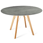 Стол обеденный с серой овальной столешницей из керамики на четырех деревянных ножках Gray Ceramics варинант исполнения - 6 | Loft Concept в Костроме