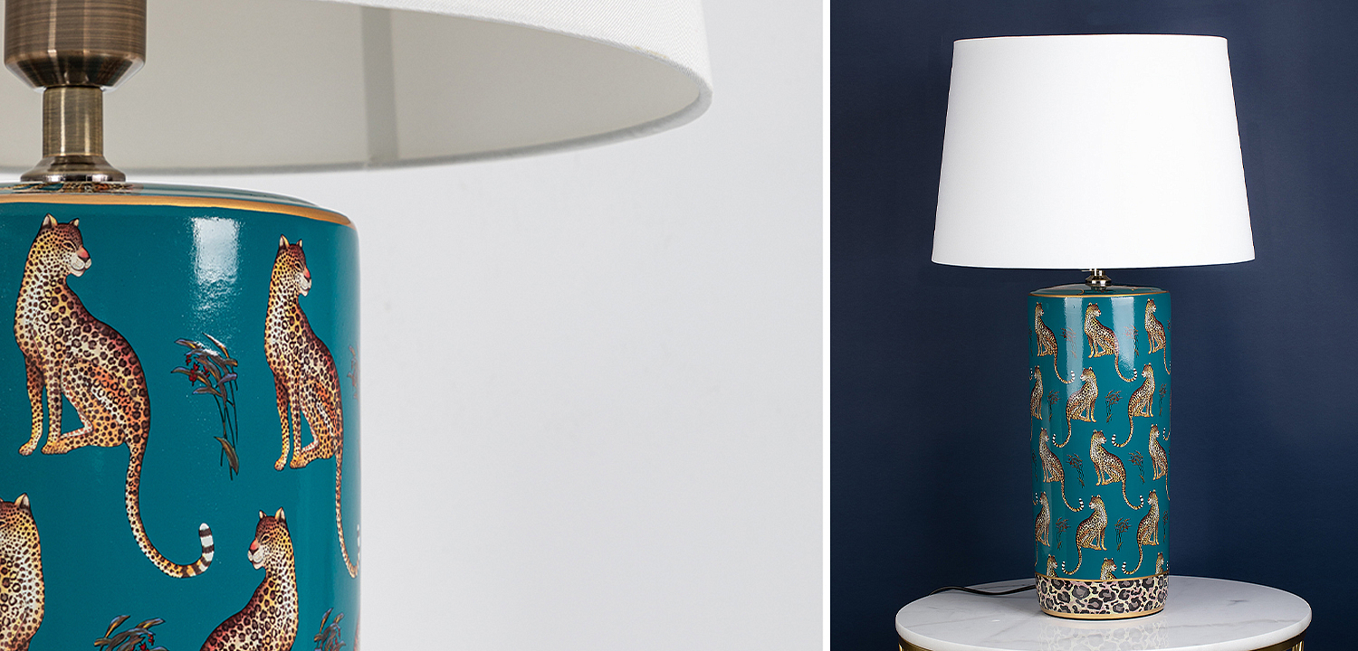 Настольная лампа с абажуром Leopard Lampshade Emerald Настольная лампа с абажуром Leopard Lampshade Emerald - Loft-Concept в Костроме