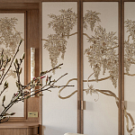 Обои с вышивкой ручной работы Deco Wisteria ﻿Midas colourway on Liso Pearl wool sateen варинант исполнения - 3 | Loft Concept в Костроме