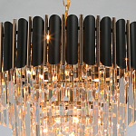 Люстра из черного металла с многоярусными подвесками из прозрачного хрусталя на золотой цепи Empire Black Chandelier Crystal варинант исполнения - 9 | Loft Concept в Костроме
