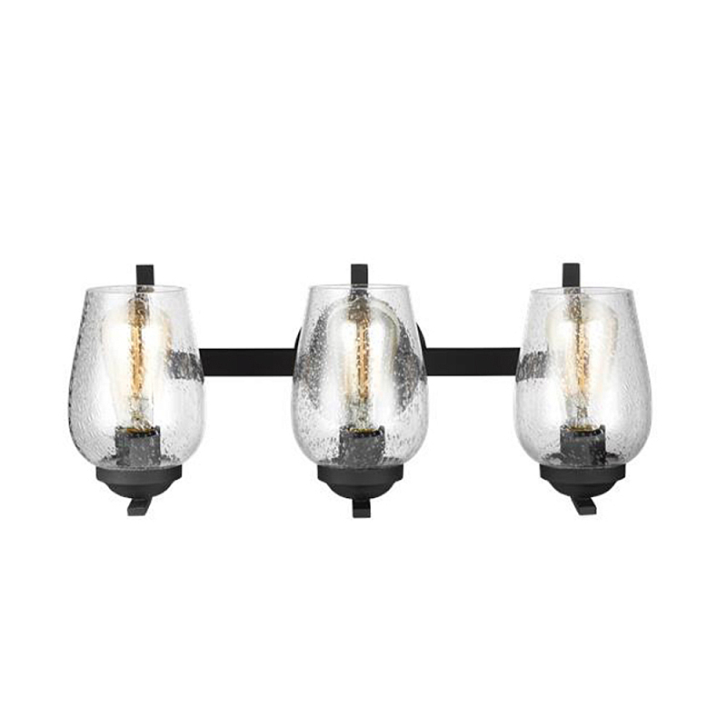 Бра черного цвета с 3-мя плафонами из прозрачного стекла с пузырьками Generation Lighting Черный Прозрачное Стекло в Костроме | Loft Concept 