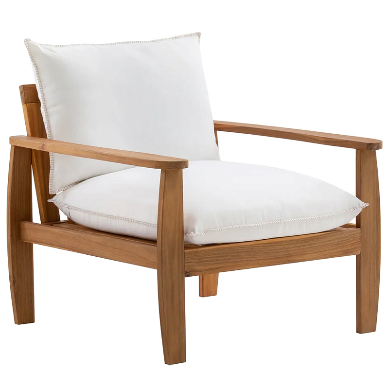 Кресло с каркасом из массива акации Melody Wooden Chair Коричневый Белый Кресло с каркасом из массива акации Melody Wooden Chair Коричневый Белый в Костроме | Loft Concept
