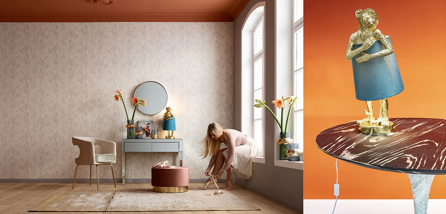 Настольная лампа Golden Monkey Hugging Lampshade Настольная лампа Golden Monkey Hugging Lampshade - Loft-Concept в Костроме