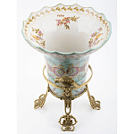 Ваза из голубого фарфора с рисунком птиц и цветов и декоративными элементами Blue Garden варинант исполнения - 3 | Loft Concept в Костроме