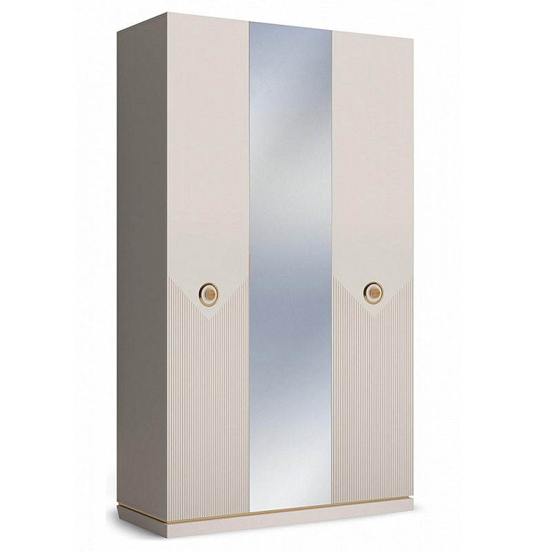 Шкаф трёхдверный с 1-ой зеркальной дверью Satin Furniture Бежево-серый Шкаф трёхдверный с 1-ой зеркальной дверью Satin Furniture Бежево-серый в Костроме | Loft Concept