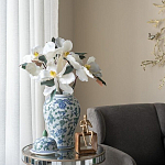 Ваза с крышкой и зелено-голубым рисунком на белом фоне 51 см Blue & White Ornament варинант исполнения - 5 | Loft Concept в Костроме