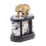 Часы настольные бронзовые с декором в виде медведя Bear Stone Clock варинант исполнения - 3 | Loft Concept в Костроме