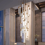 Люстра в современном стиле с 30-ю каскадными светодиодными лампами Golden LED Rain варинант исполнения - 3 | Loft Concept в Костроме