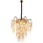 Люстра со стеклянными подвесками янтарного цвета Ambre Glass Chandelier 70 варинант исполнения - 3 | Loft Concept в Костроме