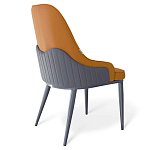 Стул оранжевый с высокой спинкой из искуственной кожи на серых металлических ножках Enigma Orange варинант исполнения - 2 | Loft Concept в Костроме