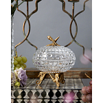 Конфетница прозрачная стеклянная на бронзовых ножках в виде морских коньков с крышкой в виде ракушки Eden Garden варинант исполнения - 3 | Loft Concept в Костроме