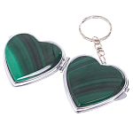 Зеркало брелок складное двухстороннее в форме сердца из натурального камня Малахит Stone Mirrors варинант исполнения - 2 | Loft Concept в Костроме