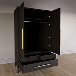 Шкаф платяной Primo с выдвижными ящиками шпон Темный орех варинант исполнения - 4 | Loft Concept в Костроме