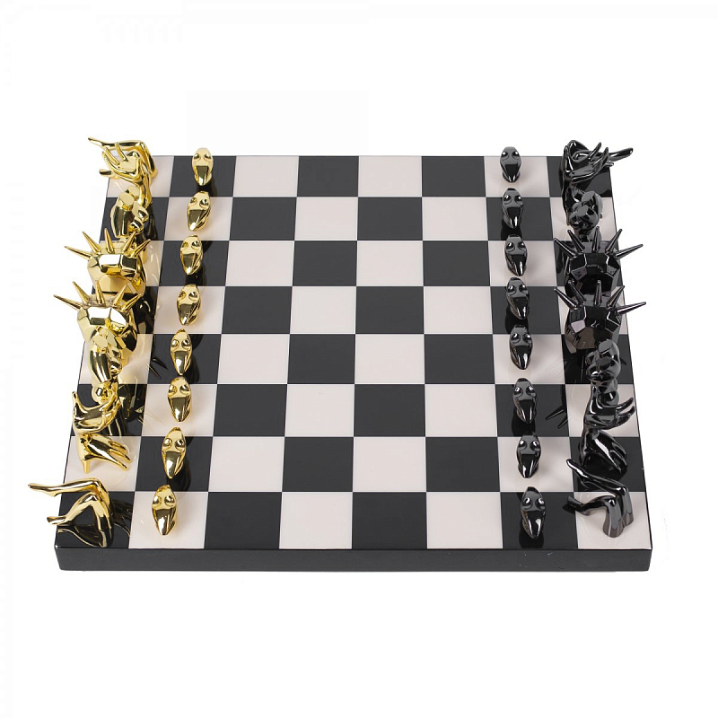 Шахматы Kelly Wearstler Dichotomy Chess Set Черный Белый Глянцевое золото Шахматы Kelly Wearstler Dichotomy Chess Set Черный Белый Глянцевое золото в Костроме | Loft Concept
