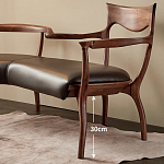 Кушетка с деревянным каркасом и сиденьем из коричневой натуральной кожи Moon Walnut Furniture варинант исполнения - 4 | Loft Concept в Костроме