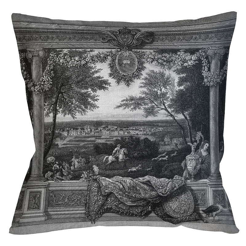Декоративная подушка Fontainebleau Pillow Черно-белый Бежевый Декоративная подушка Fontainebleau Pillow Черно-белый Бежевый в Костроме | Loft Concept