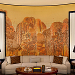 Обои ручная роспись в стиле Арт-деко Hippolyta’s Forest Colourway 263 on Deep Rich Gold gilded paper варинант исполнения - 1 | Loft Concept в Костроме