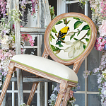 Стул бежевый из натурального бука с изображением птиц и цветов Blooming Birds варинант исполнения - 3 | Loft Concept в Костроме