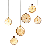 Подвесной светильник с плафонами из рельефного стекла Peony Glass Bronze Six варинант исполнения - 1 | Loft Concept в Костроме