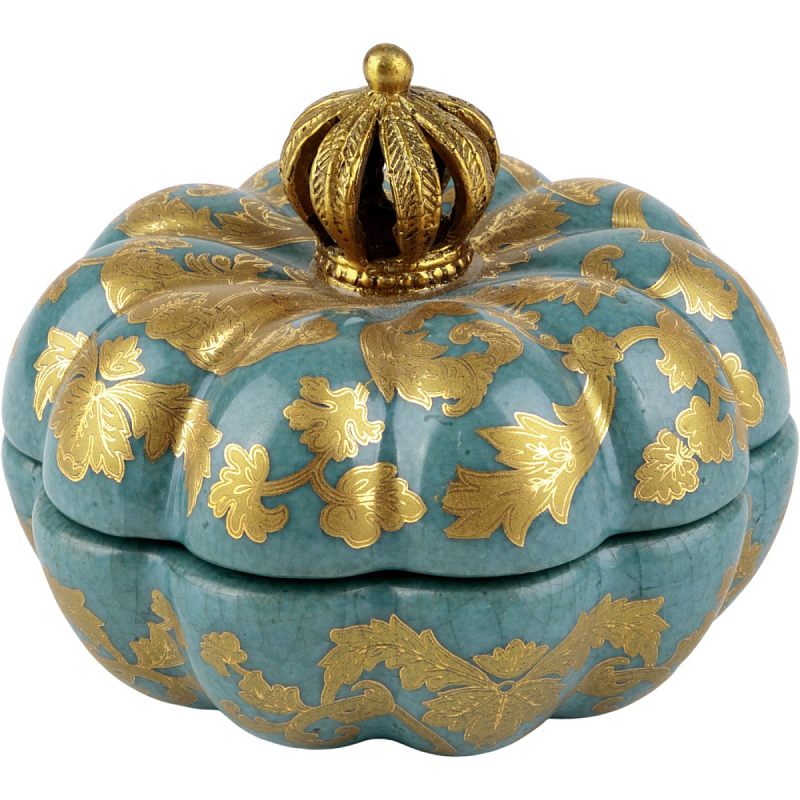 Фарфоровая шкатулка Pumpkin with a crown Бронза Голубой Фарфоровая шкатулка Pumpkin with a crown Бронза Голубой в Костроме | Loft Concept