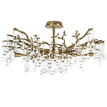 Потолочная люстра в виде ветвей деревьев золотого цвета с прозрачными подвесками-каплями Droplet Chandelier варинант исполнения - 1 | Loft Concept в Костроме