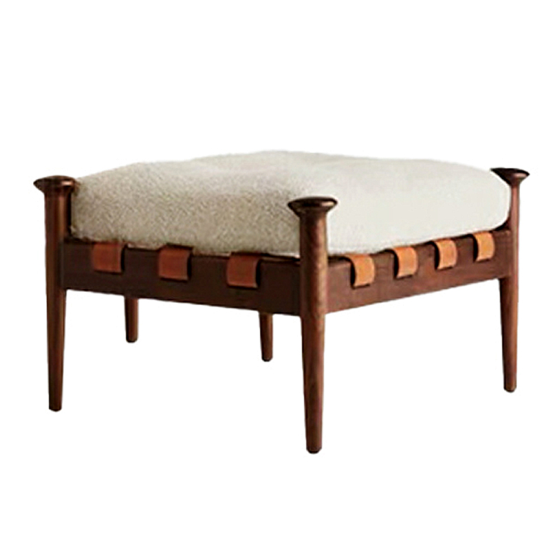 Пуф с каркасом из дерева и обивкой из ткани букле Furniture Medieval Молочный Пуф с каркасом из дерева и обивкой из ткани букле Furniture Medieval Молочный в Костроме | Loft Concept