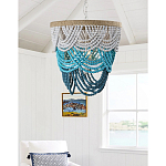 Круглая многоярусная люстра с подвесками в виде круглых бусин Wooden Beads Turquoise Chandelier варинант исполнения - 2 | Loft Concept в Костроме