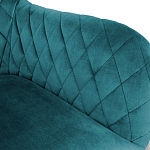 Барный стул со спинкой и подлокотниками на 4-х деревянных ножках Douglas Rhombus Бирюзовый Велюр варинант исполнения - 2 | Loft Concept в Костроме