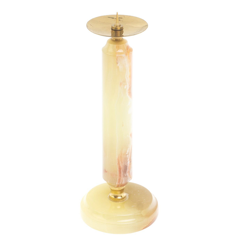 Подсвечник из натурального камня оникс Stone Candlestick Бежевый Золотой Подсвечник из натурального камня оникс Stone Candlestick Бежевый Золотой в Костроме | Loft Concept