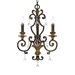 Люстра с подвесками из прозрачного стекла на кованом каркасе бронзового цвета в классическом стиле Quoizel варинант исполнения - 11 | Loft Concept в Костроме
