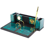 Настольный письменный набор из змеевика с часами и календарницей Successful Leader варинант исполнения - 2 | Loft Concept в Костроме