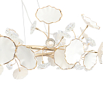 Люстра круглая с белыми лепестками из керамики и прозрачными хрустальными цветками Диаметр 82 см Wintery flovers варинант исполнения - 4 | Loft Concept в Костроме