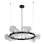 Люстра круглая подвесная с 15-ю прозрачными шарообразными плафонами из стекла Iona chandelier варинант исполнения - 6 | Loft Concept в Костроме