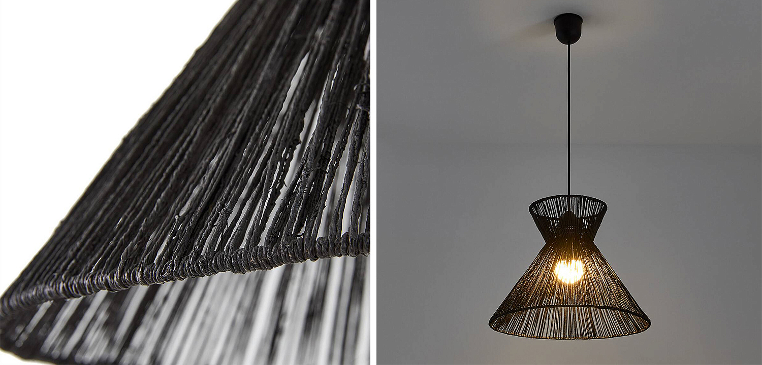 Подвесной светильник Signe Wicker Hemp Black Horn Подвесной светильник Signe Wicker Hemp Black Horn - Loft-Concept в Костроме