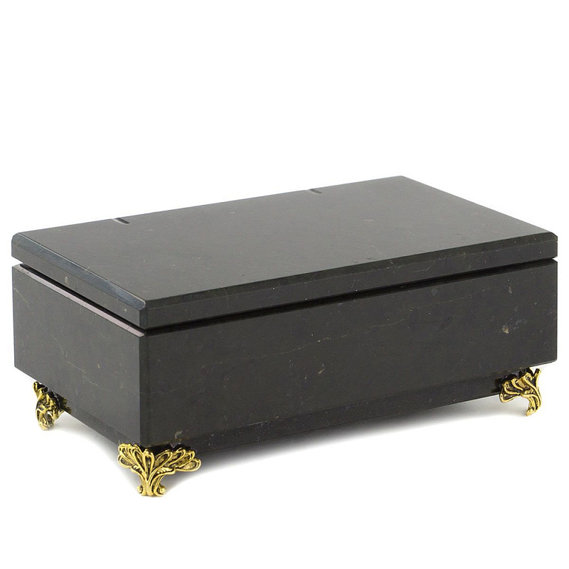 Шкатулка из натурального камня змеевик чёрного цвета Stone Casket Черный Золотой Шкатулка из натурального камня змеевик чёрного цвета Stone Casket Черный Золотой в Костроме | Loft Concept