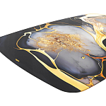 Обеденный стол с прямоугольной черно-золотой столешницей из стекла на 4-х металлических ножках Gold and Black Marble варинант исполнения - 4 | Loft Concept в Костроме