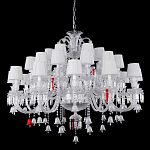 Люстра многоярусная с 30-ю белыми текстильными абажурами и хрустальными подвесками Lustre Reverie варинант исполнения - 1 | Loft Concept в Костроме