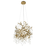 Подвесная люстра в виде ветвей деревьев золотого цвета с прозрачными подвесками-каплями 8 и 14 ламп Droplet Chandelier варинант исполнения - 4 | Loft Concept в Костроме